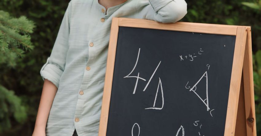 Smart Farming - A boy standing next to a chalkboard with the word surf